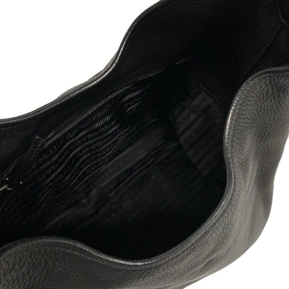 Auth PRADA Logo 1BC013 Black Leather - Shoulder Bag - Picture 6 of 16